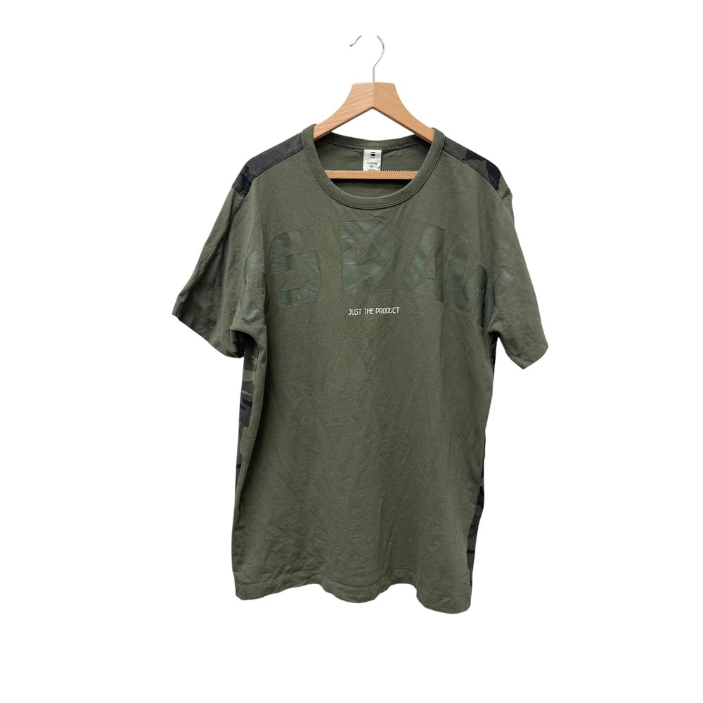 G-Star Raw Mens XL T-Shirt Olive Green Camo Graphic Just The Product